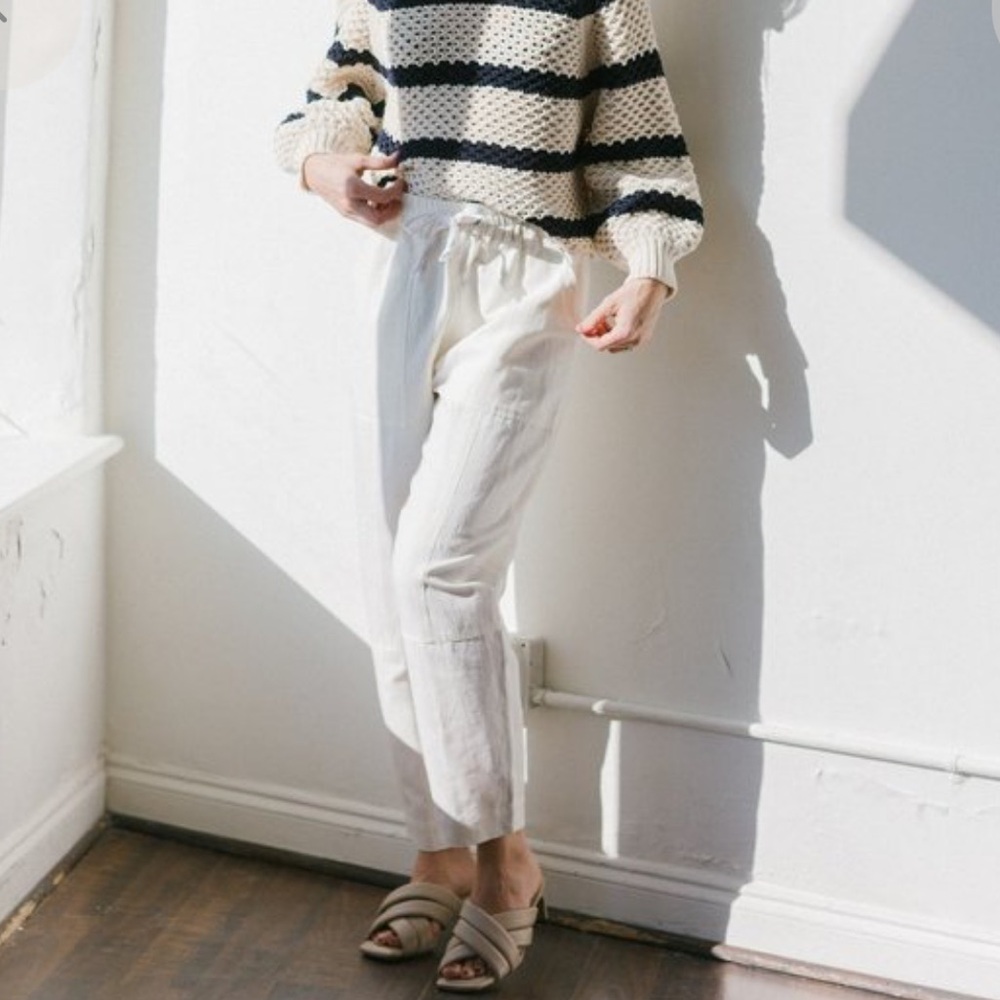 Apiece Apart Cream Lightweight Linen Cotton Twill Surf Pant NWT Size 12